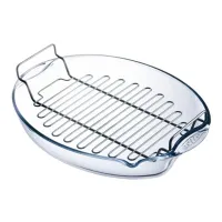 pyrex excellence braadslede ovaal metaal grillrooster 42 x 30 cm